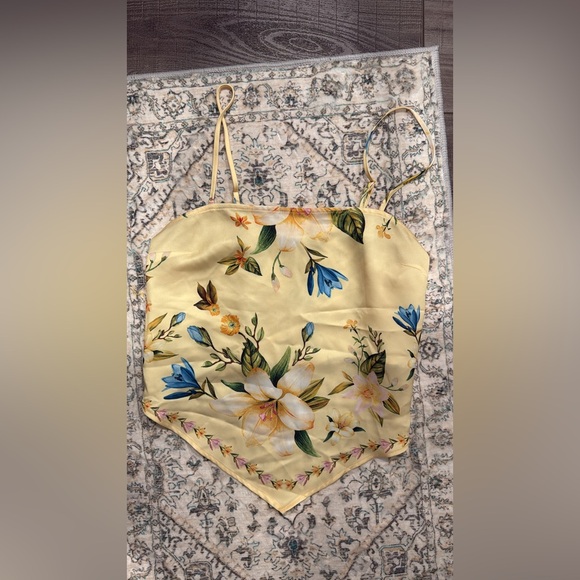 Tops - Rachel ZOE Floral Yellow Spaghetti Strap Top